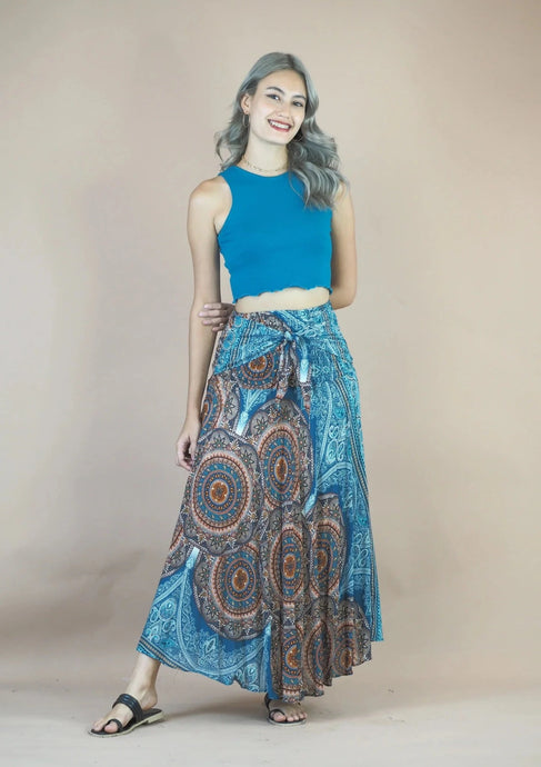 Blue/Rust coloured Bohemian vibe dress/skirt. Wear as either a halter style dress or maxi skirt. Find at Sunlaced Apparel.