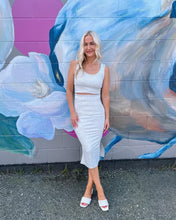 Load image into Gallery viewer, Light Grey Bamboo Crop Top. Support British Columbian businesses. Find at Sunlaced Apparel in Abbotsford. Eco-friendly bamboo textiles.