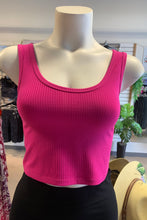 Load image into Gallery viewer, Handmade bamboo clothing and vibrant colors. Sustainable Handmade tank tops in hot pink.