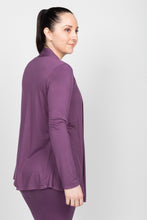 Load image into Gallery viewer, Locally Made Bamboo Cardigan in Plum Purple. Sustainable Bamboo That is Certifiable Eco-Tech
bamboo clothing Canada. Bamboo clothing store in Canada. Bamboo fashion Canada. Bamboo clothing online in Canada with free shipping. Cardigan bamboo fabric.