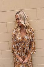 Load image into Gallery viewer, Empire waist styles dresses in yellow paisley print