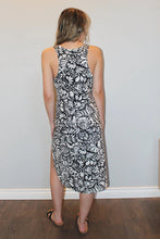 Load image into Gallery viewer, Tank dress in loosefitting rayon fabric scooped him black-and-white printer dress for summer 2025. Top beach where fashion brand available at SunLaced Apparel .