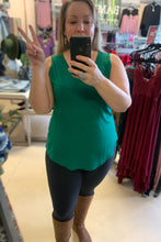 Load image into Gallery viewer, Plus size Fraser Valley.
Curve fashion BC
Plus sizes Vancouver 
Plus size women's clothing BC
Plus size women's clothing Fraser Valley. Green plus size tank tops in Abbotsford.
Wide strap green tank top
Long green tank top available small-3XL. Canadian owned Sunlaced Apparel. Canadian made bamboo clothing store