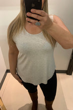 Load image into Gallery viewer, Plus size Fraser Valley
Curve fashion BC
Plus sizes Vancouver 
Plus size women's clothing BC
Plus size women's clothing Fraser Valley.Grey tank top with wide straps and long length in Plus sizes. Plus size bamboo clothing for women in Canada. Made in Canada slow fashion for plus size women.
