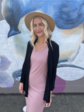 Load image into Gallery viewer, Sustainable bamboo clothing made in Vancouver BC. Eco friendly fabrics. Eco conscious fashion collection made in Vancouver BC. Most popular for fit and quality bamboo clothing made locally in Vancouver BC 
Best fitting bamboo cardigan available XS to #XL