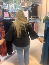 Load image into Gallery viewer, Black Long Sleeved Blouse in 'Talia' Style. Made Out of Sustainable Bamboo Fabric in Vancouver, British Columbia.
Bamboo tops Abbotsford.
Bamboo clothing near me
Bamboo clothing store Abbotsford. bamboo clothing canada