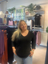 Load image into Gallery viewer, Black 'Talia' Bamboo Long Sleeved Blouse. bamboo clothing canada
Bamboo clothing Abbotsford.