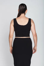 Load image into Gallery viewer, black crop top made out of bamboo
Bamboo crop top Ribbed knit bamboo crop top and pencil skirt set. Bamboo clothing Canada. Bamboo women's clothing in Abbotsford BC. Bamboo clothing near me. In store bamboo clothing shop. Ribbed tank top cropped.