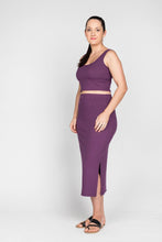 Load image into Gallery viewer, Bamboo ribbed knit skirt and crop top set by Juniper Designz. Local handmade clothing avalable in store in Abbotsford BC. Bamoo skirts. Bamboo blouses. Casual bamboo outfits. Dressy bamboo outfits. Bamboo clothing online in Canada.
