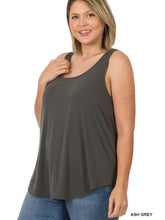 Load image into Gallery viewer, Best selection of plus size vacation wear in BC. PLUS SIZE SLEEVELESS ROUND NECK &amp; ROUND HEM TOP Fabric Content: 57% POLYESTER 38% RAYON 5% SPANDEX Plus Size Clothing Zenana Label Valentine&#39;s day Valentine gifts
