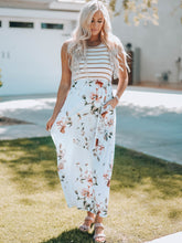 Load image into Gallery viewer, Sleeveless maxi dress with pockets. Floral print plus size maxi dress.
