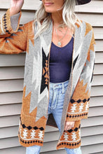 Load image into Gallery viewer, Gold Flame Aztec Graphic Open-Front Cardigan
