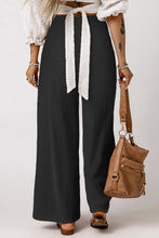 Load image into Gallery viewer, Black Smocked Wide Waistband High Waist Wide Leg Pants
