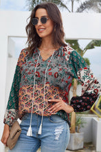 Load image into Gallery viewer, Multicolor Floral Print Peasant Blouse
