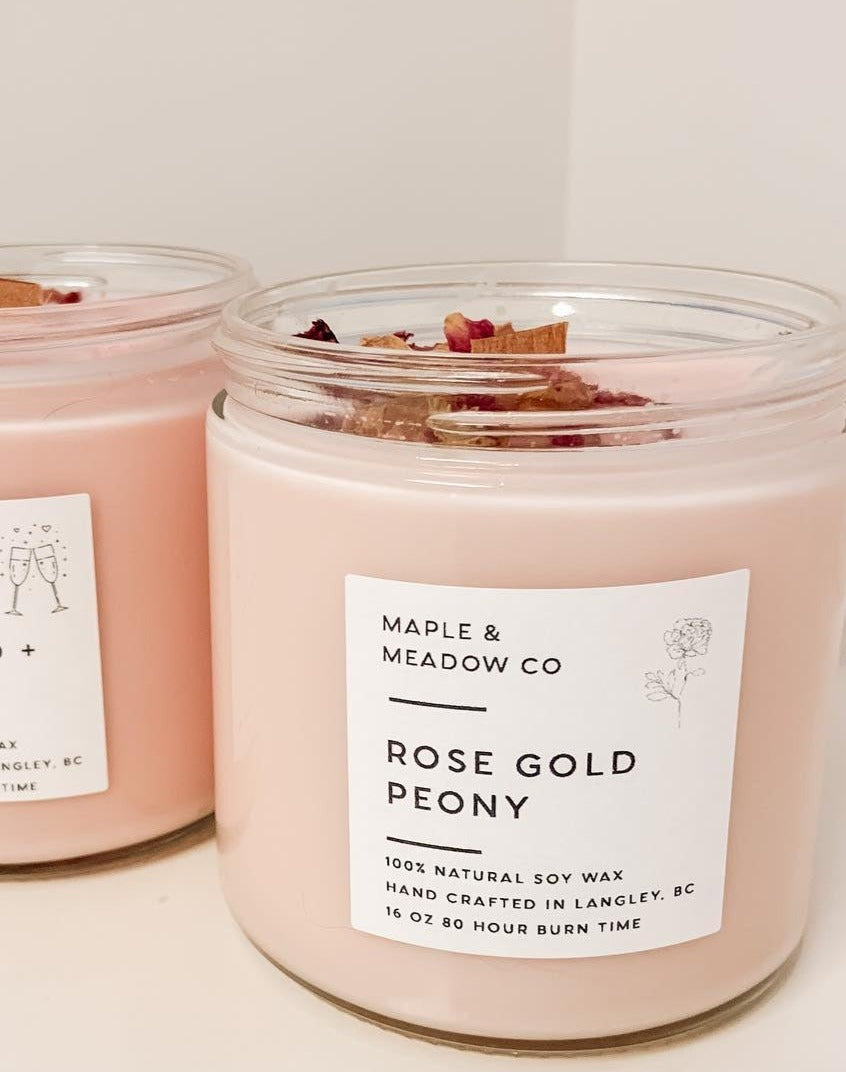 Rose Gold and Peony Soy Candle