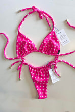 Load image into Gallery viewer, Sext triangle cut swimsuit’s available in store Abbotsford or online ships in Canada. Local handmade eco friendly fashion swimsuits. Bikinis with thong style bottoms. Minimal coverage bikinis 
Triangle bikini Abbotsford.
