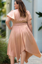 Load image into Gallery viewer, Pink Wrap V Neck Plus Size Handkerchief Dress
