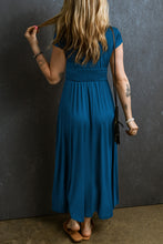 Load image into Gallery viewer, V-Neck Cobalt blue short sleeve dress
