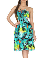 Load image into Gallery viewer, Tropical Design Turquoise Tube Dress Made Out of Rayon. Supporting B.C Businesses.
