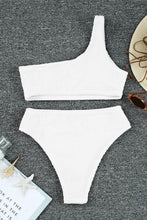 Load image into Gallery viewer, White One Strap Bikini Swim Top in the Style &#39;Krystal&#39;. Find in the Fraser Valley at Sunlaced Apparel.
