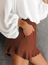 Load image into Gallery viewer, High Waist Pocketed Ruffle Shorts
