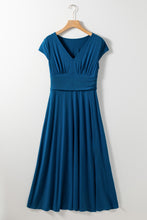 Load image into Gallery viewer, Blue V-Neck Short sleeve dress
