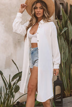 Load image into Gallery viewer, Beach cover up Abbotsford.
Off White Striped Crinkle Button Front Cover Up Shirt/Dress. Perfect for the Summer or Your Next Vacation. Vacation cover up styles in Abbotsford.
