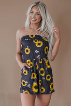 Load image into Gallery viewer, Yellow Floral Print Bandeau Romper with Pockets
