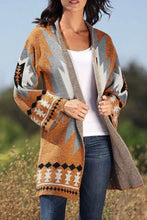 Load image into Gallery viewer, Gold Flame Aztec Graphic Open-Front Cardigan
