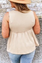 Load image into Gallery viewer, Oatmeal coloured babydoll style tank top with button detail. Supporting local Canadian businesses
