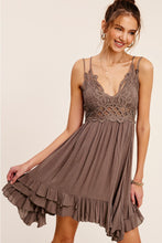 Load image into Gallery viewer, Bohemian dress shop Abbotsford.
Mauve Crochet Lace Dress With Back Shirring. Unique selection of dresses in Abbotsford.
Dresses near me. Dresses in Abbotsford.

