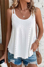 Load image into Gallery viewer, white scoop neck eyelet strappy tank top
