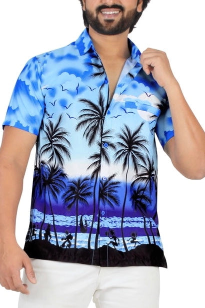 Beach Palm Shirt in Aqua