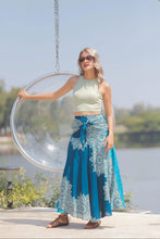 Load image into Gallery viewer, Blue/ White Bohemian skirt/dress from Sunlaced Apparel. Sunlaced.com for rayon Summer dresses and vacation wear in BC.
