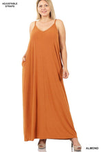 Load image into Gallery viewer, Rust coloured plus size maxi dress wit pockets. Great look for Fall or Vacation. Plus size womens clothing in Abbotsford BC. Local small business Sunlaced Apparel
