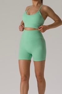 High waisted sports shorts. Found at Sunlaced Apparel in many colours. Support Local Businesses.