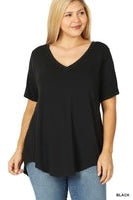 Load image into Gallery viewer, Rayon Short Sleeve V-Neck Hi-Low
