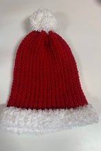 Load image into Gallery viewer, Plush knit toques for Christmas. Red santa hat in Abbotsford. Red knit santa toque in Fraser Valley
