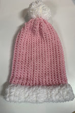 Load image into Gallery viewer, Pink Santa hats ultra soft wool Handmade with love. Santa hats custom color for Christmas. Bulk orders available. Santa hats bbotsford.
Pink toque white trim. Baby pink Santa hat with white trim.
