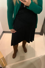 Load image into Gallery viewer, bamboo skirt in black. Made in Canada bamboo clothing. Oeko-Tex certified fabrics. Eco conscious fashion. Slow fashion in Vancouver BC
Plus sizes in Fraser Valley BC
Plus size women&#39;s clothing Fraser Valley. Plus sizes in Vancouver.
Canadian eco fashion
