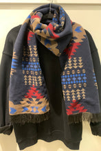 Load image into Gallery viewer, Navaho print scarf. Aztec print native made scarf. Aztec print scarf. First nation owned store in Fraser Valley BC Plus size Fraser Valley
Curve fashion BC
Plus sizes Vancouver 
Plus size women&#39;s clothing BC
Plus size women&#39;s clothing Fraser 
