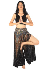 Load image into Gallery viewer, Brown/cold bohemian Thai palazzo pants. Thailand loose fitting pants, perfect or summer. Summer vibe pants Supporting women owned businesses 
