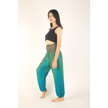 Load image into Gallery viewer, Teal Blue Harem Style Bohemian Pants. Supporting Canadian Businesses at Sunlaced Apparel.
