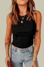 Load image into Gallery viewer, Black Sleeveless rib knit crop top. 
