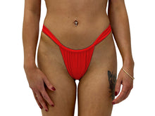 Load image into Gallery viewer, canadian clothing store near me
Thong bikini bottoms in red shimmery fabric. Local handmade swimsuits. Thong style bikini in red. Red hot bikini for Spring Break
Sexy thong swimwear. Resort wear BC
Free shipping on swimsuits in Canada.
