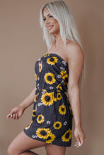 Load image into Gallery viewer, Yellow Floral Print Bandeau Romper with Pockets
