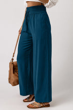 Load image into Gallery viewer, Teal blue wide leg lounge pants with pockets. Found in Fraser Valley B.C
