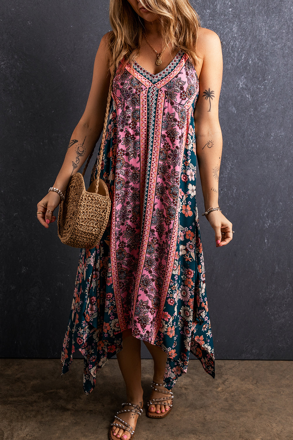 Bohemian Style Floral Patchwork Sundress. Find at Sunlaced Apparel and Support a Local Canadian Business.