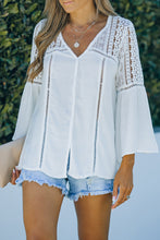 Load image into Gallery viewer, White The Du Jour Crochet Blouse
