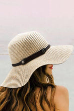 Load image into Gallery viewer, Beige Foldable Wide Brim Summer Straw Hat
